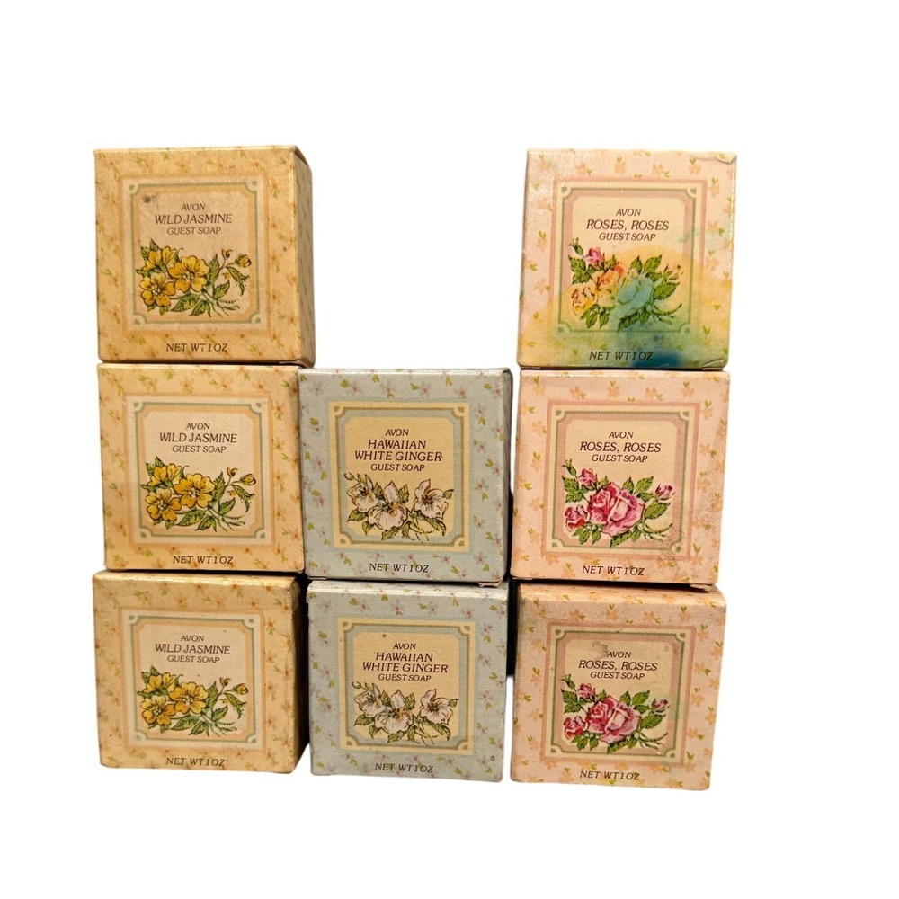 Vintage‎ Avon Guest Soaps 1983–1984 Floral Boxes Wild Jasmine Hawaiian Roses